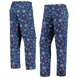 MLB Officially Licensed Women's Chicago Cubs Royal Retro Print Sleep Pants - M